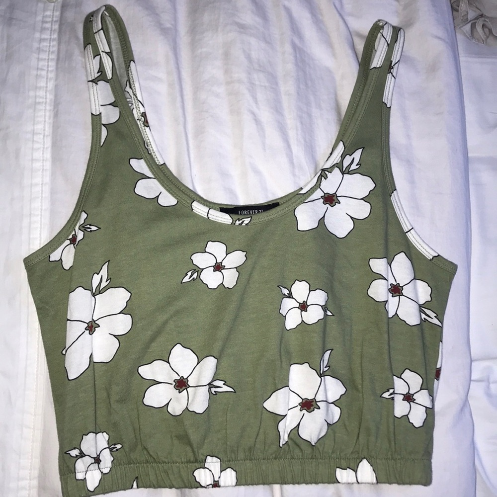 floral green crop top